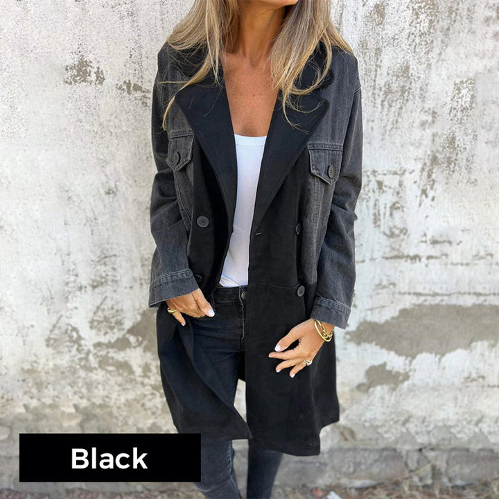 Calyra – Trenchcoat aus gewebtem Stretch mit Jeansnähten