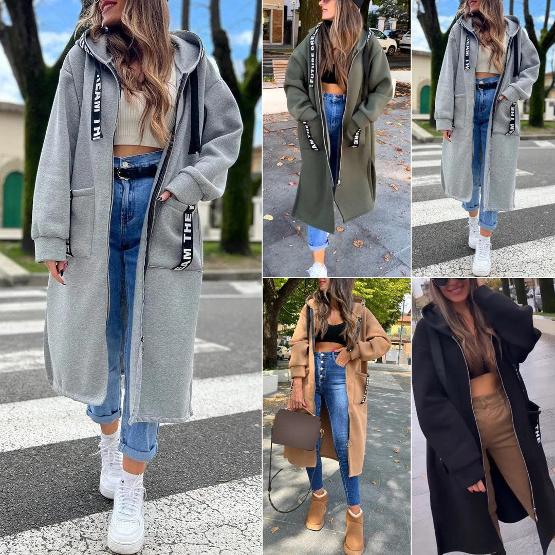 Rilena – Langjacke aus Stretch-Baumwolle mit Kapuze