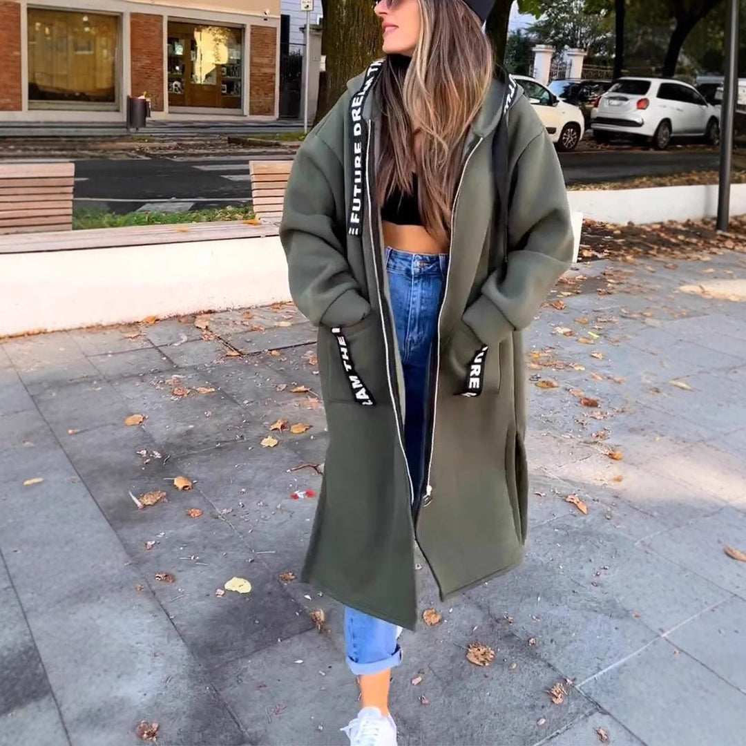 Rilena – Langjacke aus Stretch-Baumwolle mit Kapuze