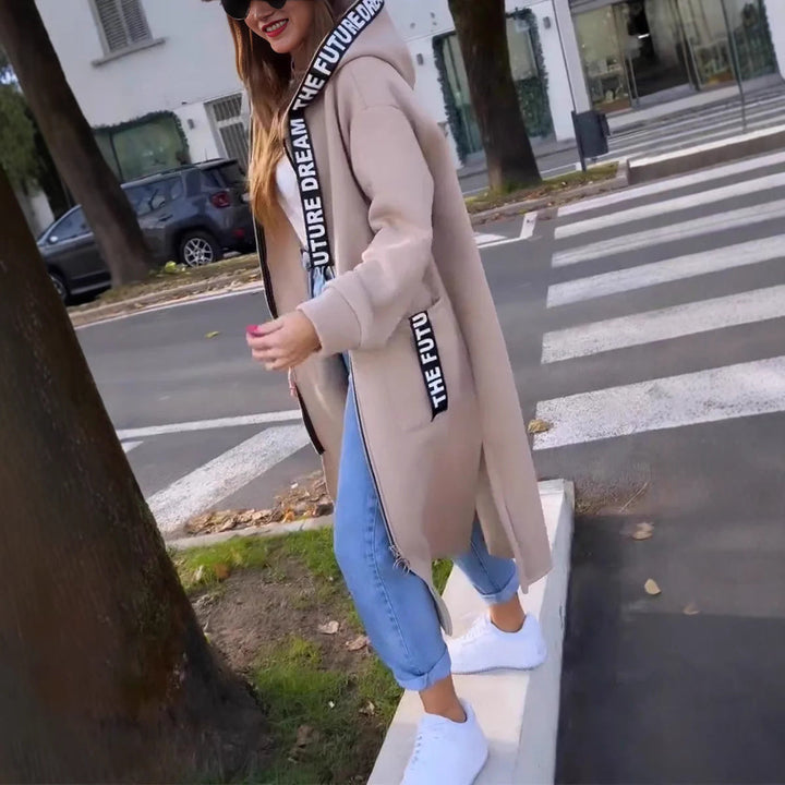 Rilena – Langjacke aus Stretch-Baumwolle mit Kapuze