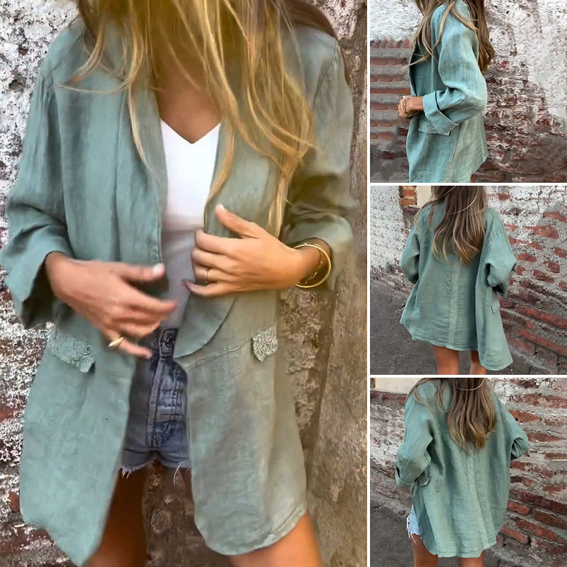 Ilyra – offener Leinen-Baumwollmix-Blazer