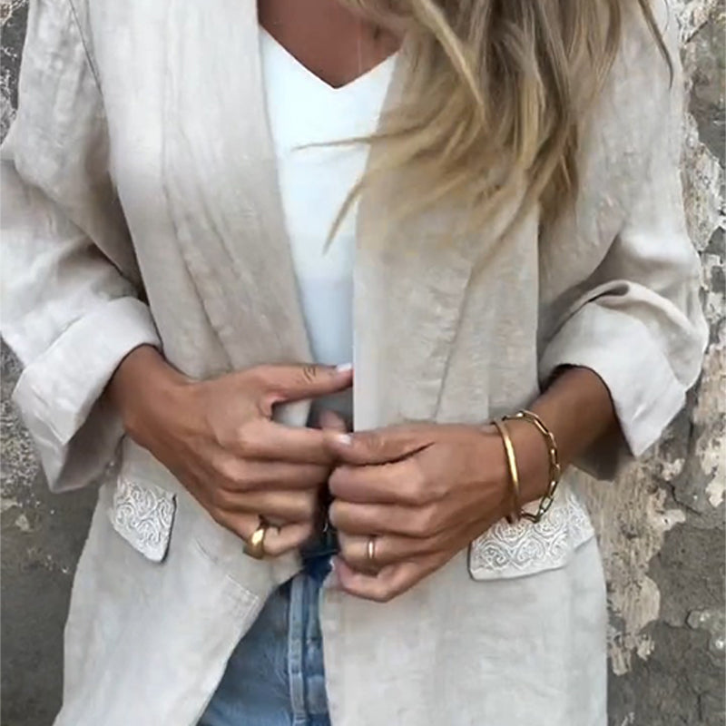 Ilyra – offener Leinen-Baumwollmix-Blazer