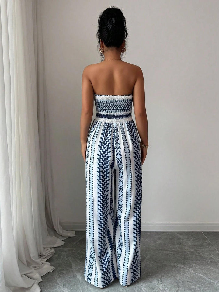 Verali – Jumpsuit mit amerikanischem Ausschnitt aus Materialmix