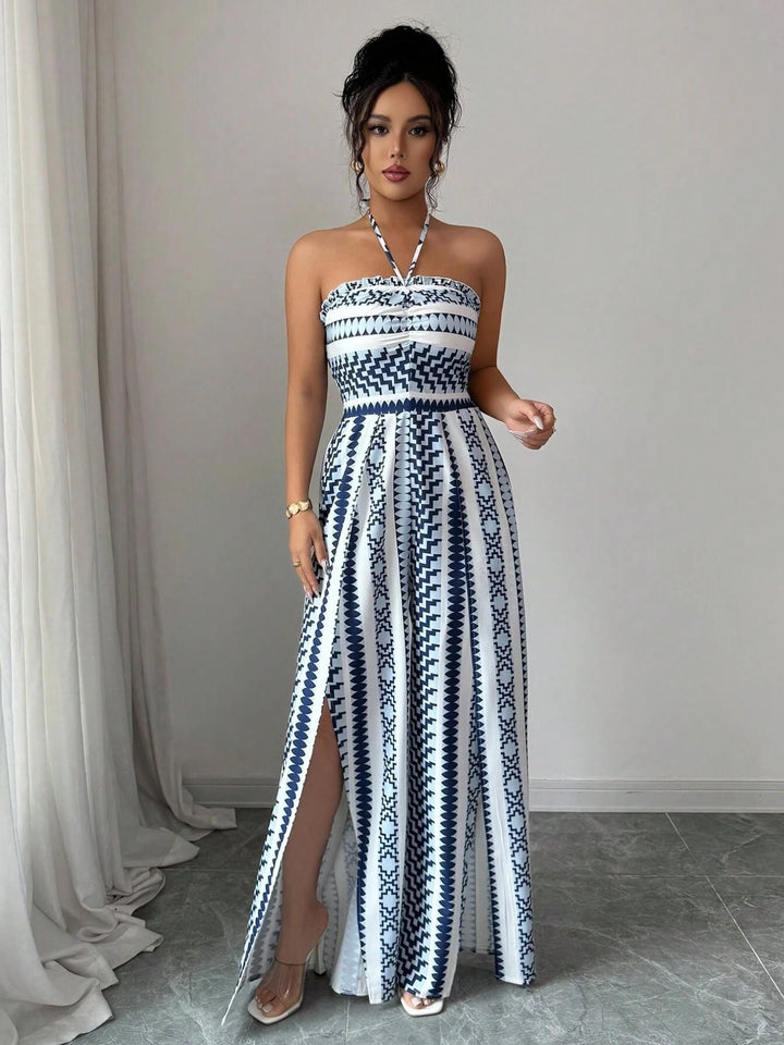 Verali – Jumpsuit mit amerikanischem Ausschnitt aus Materialmix