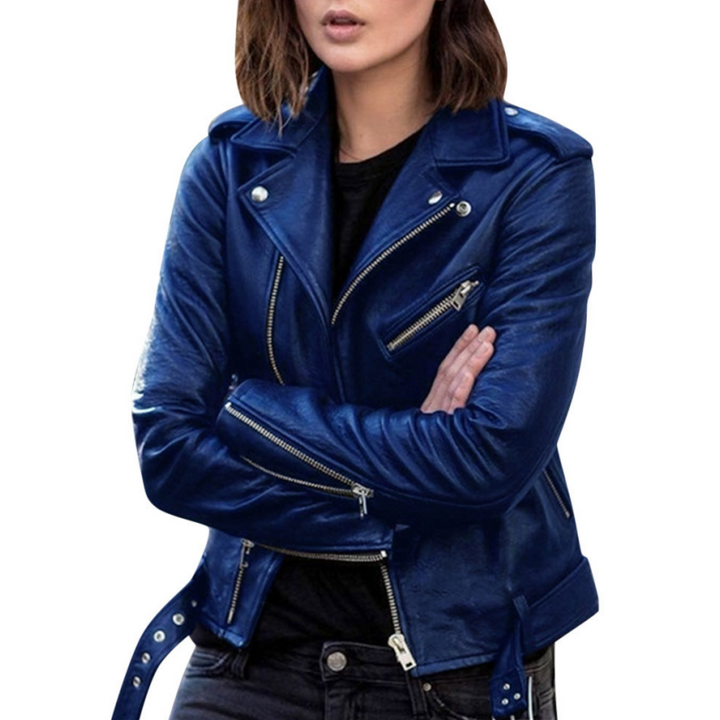 Avenya – Beschichtete Motorradjacke mit asymmetrischem Reißverschluss