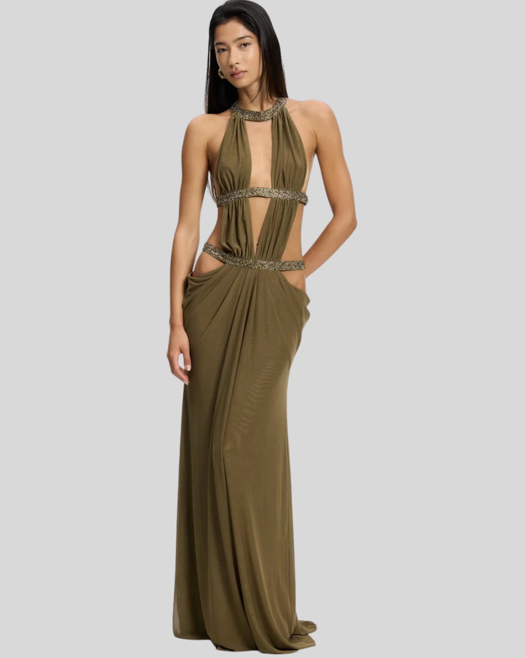 Avenna – Schlitzdetails – Stretch-Jersey – Maxikleid